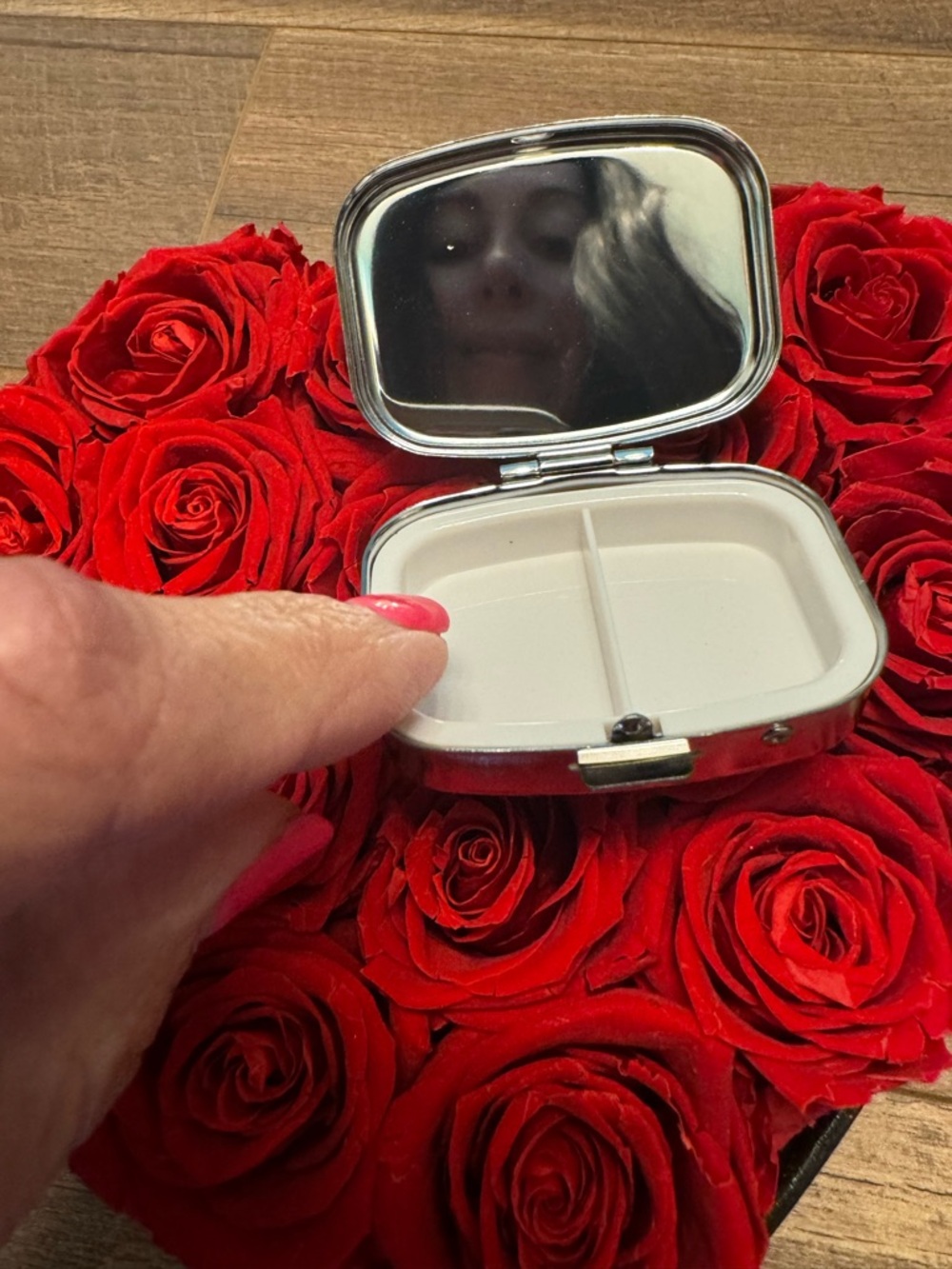 Retro Pill Case | Dark Humor Vintage Style Metal Organizer w/ Mirror - Picture 4 of 7